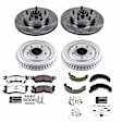K15055DK-26 4-Wheel Set Front and Rear Brake Disc And Drum Kit, Cross-drilled and Slotted 5 Lugs 280 mm, Z26 Street Warrior Carbon-Fiber Ceramic Series, Includes (1) Disc and Pad Kit and (1) Drum and Shoe Kit