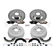 K15059DK 4-Wheel Set Front and Rear Brake Disc And Drum Kit, Cross-drilled and Slotted 5 Lugs 255 mm, Z23 Evolution Sport Series, Includes (1) Brake Disc and Pad Kit and (1) Brake Drum and Shoe Kit