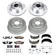K15073DK-36 4-Wheel Set Front and Rear Brake Disc And Drum Kit, Cross-drilled and Slotted 5 Lugs 228.6 mm, Z36 Extreme Truck And Tow, Includes (1) Brake Disc and Pad Kit and (1) Brake Drum and Shoe Kit