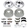 K15075DK-36 4-Wheel Set Front and Rear Brake Disc And Drum Kit, Cross-drilled and Slotted 5 Lugs 228.6 mm, Z36 Extreme Truck And Tow, Includes (1) Brake Disc and Pad Kit and (1) Brake Drum and Shoe Kit