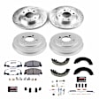 K15085DK-26 4-Wheel Set Front and Rear Brake Disc And Drum Kit, Cross-drilled and Slotted 4 Lugs 200 mm, Z26 Street Warrior Carbon-Fiber Ceramic Series, Includes (1) Disc and Pad Kit and (1) Drum and Shoe Kit