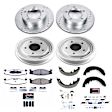 K15093DK-36 4-Wheel Set Front and Rear Brake Disc And Drum Kit, Cross-drilled and Slotted 5 Lugs 280.2 mm, 4WD Z36 Extreme Truck And Tow, Includes (1) Brake Disc and Pad Kit and (1) Brake Drum and Shoe Kit
