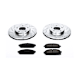 K150 Front Brake Disc and Pad Kit, Silver zinc-plated, Cross-drilled and Slotted, 5 Lugs, 289.5 mm, Carbon Fiber Ceramic, Z23 Evolution Sport Series