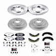 K15105DK-26 4-Wheel Set Front and Rear Brake Disc And Drum Kit, Cross-drilled and Slotted 4 Lugs 220 mm, Z26 Street Warrior Carbon-Fiber Ceramic Series, Includes (1) Disc and Pad Kit and (1) Drum and Shoe Kit
