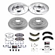 K15109DK-26 4-Wheel Set Front and Rear Brake Disc And Drum Kit, Cross-drilled and Slotted 5 Lugs 220 mm, Z26 Street Warrior Carbon-Fiber Ceramic Series, Includes (1) Disc and Pad Kit and (1) Drum and Shoe Kit