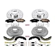 K15110DK 4-Wheel Set Front and Rear Brake Disc And Drum Kit, Cross-drilled and Slotted 5 Lugs 220 mm, Z23 Evolution Sport Series, Includes (1) Brake Disc and Pad Kit and (1) Brake Drum and Shoe Kit