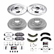 K15114DK-26 4-Wheel Set Brake Disc And Drum Kit, Cross-drilled and Slotted 5 Lugs 220 mm, Z26 Street Warrior Carbon-Fiber Ceramic Series, Includes (1) Brake Disc and Pad Kit and (1) Brake Drum and Shoe Kit