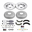 K15116DK-36 4-Wheel Set Front and Rear Brake Disc And Drum Kit, Cross-drilled and Slotted 6 Lugs 295 mm, Z36 Extreme Truck And Tow, Includes (1) Brake Disc and Pad Kit and (1) Brake Drum and Shoe Kit