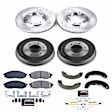 K15118DK 4-Wheel Set Front and Rear Brake Disc And Drum Kit, Cross-drilled and Slotted 6 Lugs 295 mm, Z23 Evolution Sport Series, Includes (1) Brake Disc and Pad Kit and (1) Brake Drum and Shoe Kit