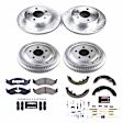 K15134DK 4-Wheel Set Front and Rear Brake Disc And Drum Kit, Cross-drilled and Slotted 5 Lugs 254 mm, Z23 Evolution Sport Series, Includes (1) Brake Disc and Pad Kit and (1) Brake Drum and Shoe Kit
