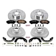 K15141DK 4-Wheel Set Front and Rear Brake Disc And Drum Kit, Cross-drilled and Slotted 5 Lugs 228.6 mm, Z23 Evolution Sport Series, Includes (1) Brake Disc and Pad Kit and (1) Brake Drum and Shoe Kit