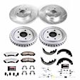 K15150DK-36 4-Wheel Set Front and Rear Brake Disc And Drum Kit, Cross-drilled and Slotted 5 Lugs 304 mm, 4WD Z36 Extreme Truck And Tow, Includes (1) Brake Disc and Pad Kit and (1) Brake Drum and Shoe Kit
