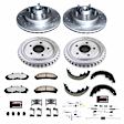 K15152DK-36 4-Wheel Set Front and Rear Brake Disc and Pad Kit, Cross-drilled and Slotted 5 Lugs 261 mm Carbon Fiber Ceramic RWD Z36 Extreme Truck And Tow, Includes (1) Disc and Pad Kit and (1) Drum and Shoe Kit
