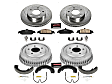 K15161DK 4-Wheel Set Front and Rear Brake Disc And Drum Kit, Cross-drilled and Slotted 5 Lugs 278 mm, Z23 Evolution Sport Series, Includes (1) Brake Disc and Pad Kit and (1) Brake Drum and Shoe Kit