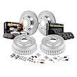K15177DK-36 4-Wheel Set Front and Rear Brake Disc And Drum Kit, Cross-drilled and Slotted 5 Lugs 280.2 mm, 4WD Z36 Extreme Truck And Tow, Includes (1) Brake Disc and Pad Kit and (1) Brake Drum and Shoe Kit