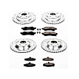 4-Wheel Set Power Stop&reg; K1518 Front and Rear Z23 Daily Carbon-Fiber Ceramic Brake Pad and Drilled & Slotted Rotor Kit