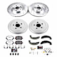 K15200DK-26 4-Wheel Set Front and Rear Brake Disc And Drum Kit, Cross-drilled and Slotted 5 Lugs 200 mm, Z26 Street Warrior Carbon-Fiber Ceramic Series, Includes (1) Disc and Pad Kit and (1) Drum and Shoe Kit