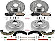K15217DK 4-Wheel Set Front and Rear Brake Disc And Drum Kit, Cross-drilled and Slotted 4 Lugs 203.2 mm, Z23 Evolution Sport Series, Includes (1) Brake Disc and Pad Kit and (1) Brake Drum and Shoe Kit