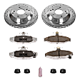 K1523-26 Rear Brake Disc and Pad Kit, Silver zinc-plated, Cross-drilled and Slotted, 5 Lugs, 305 mm, Carbon Fiber Ceramic, Z26 Street Warrior Carbon-Fiber Ceramic Series