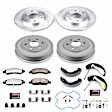 K15238DK-36 4-Wheel Set Front and Rear Brake Disc And Drum Kit, Cross-drilled and Slotted 6 Lugs 295 mm, Z36 Extreme Truck And Tow, Includes (1) Brake Disc and Pad Kit and (1) Brake Drum and Shoe Kit