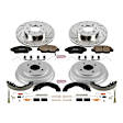 K15245DK 4-Wheel Set Front and Rear Brake Disc And Drum Kit, Cross-drilled and Slotted 4 Lugs 200 mm, Z23 Evolution Sport Series, Includes (1) Brake Disc and Pad Kit and (1) Brake Drum and Shoe Kit