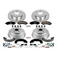 K15254DK Front and Rear Power Stop Z23 Daily Carbon-Fiber Ceramic Brake Pads, Drilled + Slotted Rotors, Drum + Shoe Kit