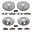 4-Wheel Set Power Stop&reg; K1528-26 Front and Rear Z26 Muscle Carbon-Fiber Ceramic Brake Pad and Drilled & Slotted Rotor Kit