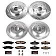 4-Wheel Set Power Stop&reg; K1528 Front and Rear Z23 Daily Carbon-Fiber Ceramic Brake Pad and Drilled & Slotted Rotor Kit