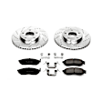K152 Front Brake Disc and Pad Kit, Silver zinc-plated, Cross-drilled and Slotted, 5 Lugs, 289.5 mm, Carbon Fiber Ceramic, Z23 Evolution Sport Series