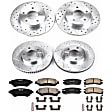4-Wheel Set Power Stop&reg; K1543 Front and Rear Z23 Daily Carbon-Fiber Ceramic Brake Pad and Drilled & Slotted Rotor Kit