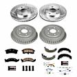 K15441DK 4-Wheel Set Front and Rear Brake Disc and Pad Kit, Cross-drilled and Slotted 5 Lugs 277.88 mm Carbon Fiber Ceramic Z23 Evolution Sport Series, Includes (1) Disc and Pad Kit and (1) Drum and Shoe Kit