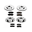 4-Wheel Set Power Stop&reg; K1544 Front and Rear Z23 Daily Carbon-Fiber Ceramic Brake Pad and Drilled & Slotted Rotor Kit