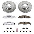 K1547-26 Front Brake Disc and Pad Kit, Silver zinc-plated, Cross-drilled and Slotted, 5 Lugs, 303 mm, Carbon Fiber Ceramic, Z26 Street Warrior Carbon-Fiber Ceramic Series