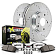 K1551-26 Front Brake Disc and Pad Kit, Silver zinc-plated, Cross-drilled and Slotted, 5 Lugs, 278 mm, Carbon Fiber Ceramic, Z26 Street Warrior Carbon-Fiber Ceramic Series