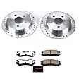 K1558-26 Rear Brake Disc and Pad Kit, Silver zinc-plated, Cross-drilled and Slotted, 5 Lugs, 278 mm, Carbon Fiber Ceramic, Z26 Street Warrior Carbon-Fiber Ceramic Series