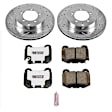 K156-26 Rear Brake Disc and Pad Kit, Silver zinc-plated, Cross-drilled and Slotted, 5 Lugs, 300 mm, Carbon Fiber Ceramic, Z26 Street Warrior Carbon-Fiber Ceramic Series