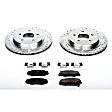 K1563 Rear Brake Disc and Pad Kit, Cross-drilled and Slotted 5 Lugs 305 mm Carbon Fiber Ceramic Z23 Evolution Sport Series