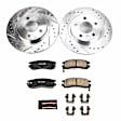 K1566 Rear Brake Disc and Pad Kit, Silver zinc-plated, Cross-drilled and Slotted, 5 Lugs, 297 mm, Carbon Fiber Ceramic, Z23 Evolution Sport Series