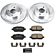 K1604 Front Brake Disc and Pad Kit, Silver zinc-plated, Cross-drilled and Slotted, 4 Lugs, 256 mm, Carbon Fiber Ceramic, Z23 Evolution Sport Series