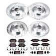 4-Wheel Set Power Stop&reg; K1612 Front and Rear Z23 Daily Carbon-Fiber Ceramic Brake Pad and Drilled & Slotted Rotor Kit