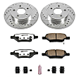 K1616-26 Rear Brake Disc and Pad Kit, Silver zinc-plated, Cross-drilled and Slotted, 5 Lugs, 270 mm, Carbon Fiber Ceramic, Z26 Street Warrior Carbon-Fiber Ceramic Series