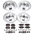 4-Wheel Set Power Stop&reg; K1618 Front and Rear Z23 Daily Carbon-Fiber Ceramic Brake Pad and Drilled & Slotted Rotor Kit
