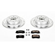 K1630 Rear Brake Disc and Pad Kit, Silver zinc-plated, Cross-drilled and Slotted, 5 Lugs, 302 mm, Carbon Fiber Ceramic, Z23 Evolution Sport Series