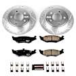 K1667 Rear Brake Disc and Pad Kit, Silver zinc-plated, Cross-drilled and Slotted, 5 Lugs, 270.26 mm, Carbon Fiber Ceramic, Z23 Evolution Sport Series