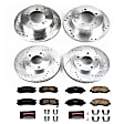 4-Wheel Set Power Stop&reg; K1683 Front and Rear Z23 Daily Carbon-Fiber Ceramic Brake Pad and Drilled & Slotted Rotor Kit