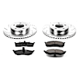 K1694 Front Brake Disc and Pad Kit, Silver zinc-plated, Cross-drilled and Slotted, 5 Lugs, 297 mm, Carbon Fiber Ceramic, Z23 Evolution Sport Series