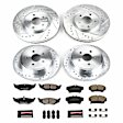 4-Wheel Set Power Stop&reg; K1708 Front and Rear Z23 Daily Carbon-Fiber Ceramic Brake Pad and Drilled & Slotted Rotor Kit