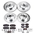 4-Wheel Set Power Stop&reg; K1715 Front and Rear Z23 Daily Carbon-Fiber Ceramic Brake Pad and Drilled & Slotted Rotor Kit
