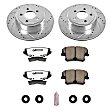 K1720-26 Rear Brake Disc and Pad Kit, Silver zinc-plated, Cross-drilled and Slotted, 5 Lugs, 320 mm, Carbon Fiber Ceramic, Z26 Street Warrior Carbon-Fiber Ceramic Series