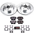K1720 Rear Brake Disc and Pad Kit, Silver zinc-plated, Cross-drilled and Slotted, 5 Lugs, 320 mm, Carbon Fiber Ceramic, Z23 Evolution Sport Series